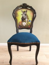French Style Dining Bedroom Accent Upholstery Chair with MR Zebra print