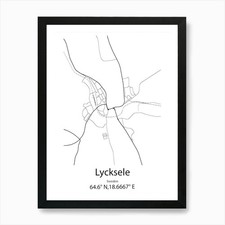 Lycksele,Sweden Minimalist Map
