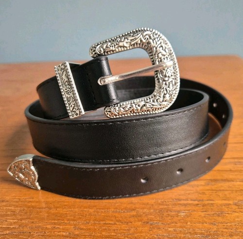 Western black cowboy belt - black,
