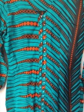 AFRICAN FABRIC HANDMADE DRESS SIZE M SPLIT SLEEVES WITH CRYSTALS NEW