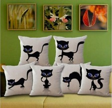 Cat Cushions Set Funky Stylish Retro Modern Gift Christmas