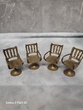 Doll's house vintage brass chairs, miniatures 1/12 scale furniture x 4
