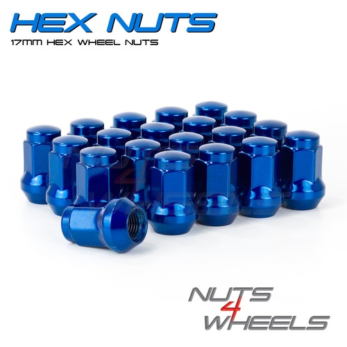 Blue hex wheel nuts - blue,