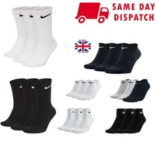 NIKE SOCKS 3 6 12  PAIRS PACK - LIGHTWEIGHT CREW ANKLE MENS WOMENS SPORTS UK