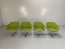 Walter Knoll "Turtle" Armchairs - Suite of 4 - In Lime Green Fabric