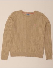 IZOD Womens Boat Neck Jumper Sweater UK 18 XL Beige Cotton AS02