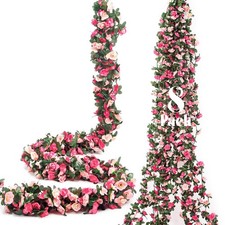 66FT Pink Flower Garland, 8Pcs