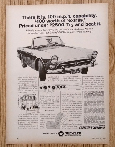 1966 chrysler sunbeam - chrysler, v