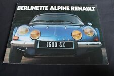 German Renault Alpine Berlinette 1600 SX technical data brochure brochure