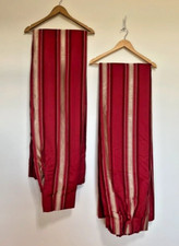 FABULOUS BESPOKE VINTAGE LAURA ASHLEY FORBURY CRANBERRY STRIPE CURTAINS 83" 46"