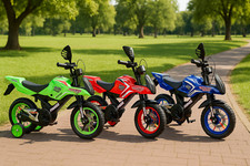 BOYS GIRLS CHILDRENS KIDS MOTO BIKE BICYCLE STABILISER 12 16 INCH MOTORBIKE