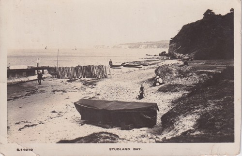 Postcard 1922 studland - studland, bay