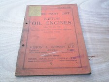 Ruston and Hornsby class VO and VH oil engine spare parts list manual
