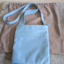 Radley Light Blue Leather Messenger Crossbody Bag Yellow Inside With Dust Bag