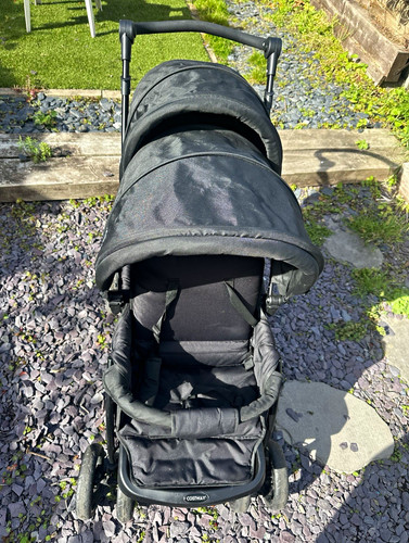 Costway black double pushchair - black,