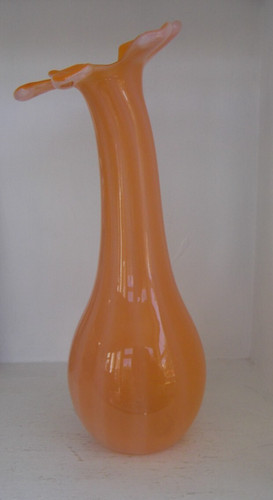 Orange glass vase with - glass,