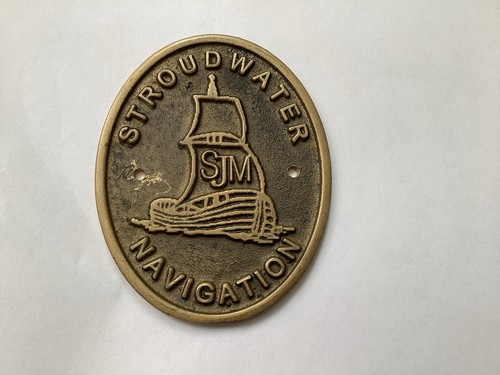 Canal boat brass badge - boat,