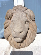 LARGE GARDEN PATIO CONCRETE LION MASK RELIEF WALL PLAQUE