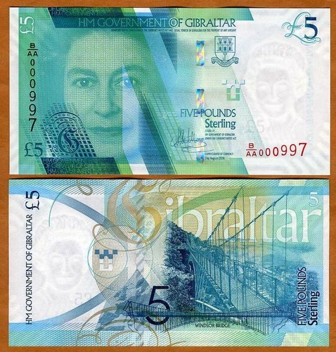 Gibraltar pounds 2020 - 5, pounds,