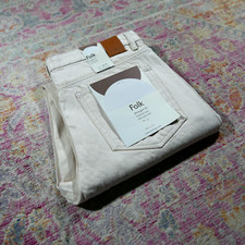 Folk Toby Jeans Straight Fit Ecru 12oz Slub Twill 34R RRP £135 YMC Norse Toast