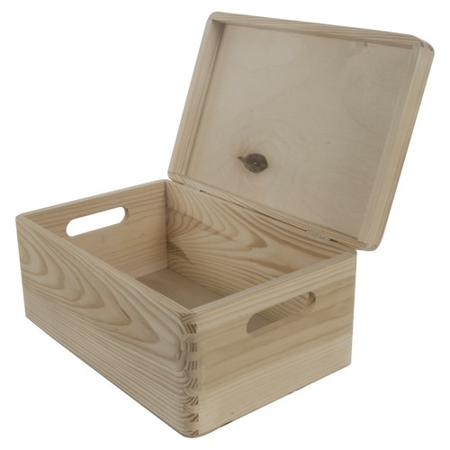 Wooden storage box with lid - wooden,