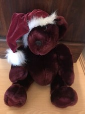 Chad Valley Teddy Bear Santa Hat Soft Plush Toy 11” Vintage Christmas