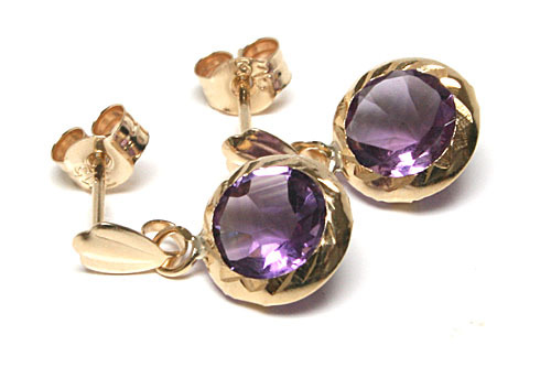 9ct gold amethyst - gold, earrings