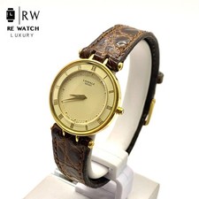 SEIKO LASSALE 2F50-041J Gold Analog Quartz Watch Brown Leather Strap