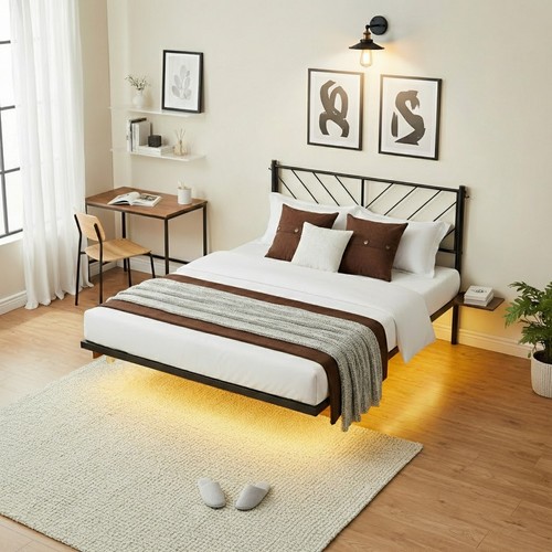 Iron floating 4ft6 bed frame - iron,
