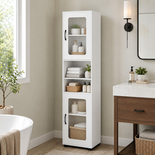 Tall bathroom cabinet white - bathroom,