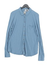 Fat Face Women's Shirt UK 18 Blue Cotton with Lyocell Modal Basic