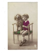 SA3231 ANIMALS ART DECO GIRL POSING WITH HER BIG POODLE DOG  RPPC SEC. QUALITY