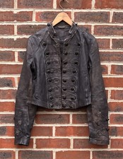 All Saints Ladies BROCADE Cropped Military leather Jacket UK8 Victorian 1 