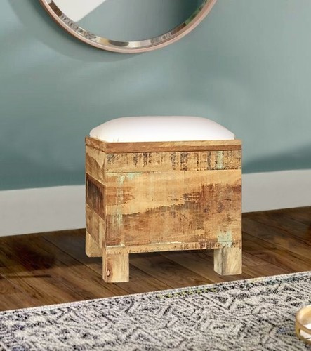 Wooden pouffe with storage - wooden,