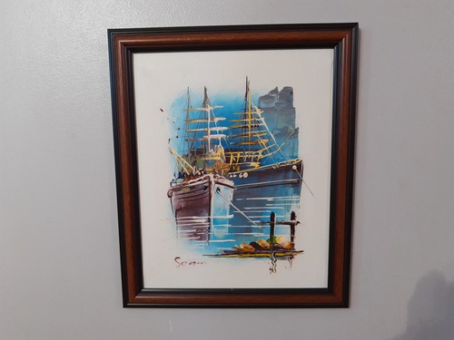 Framed sail boat picture ship - framed,