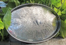 Viners silver plate gallery tray oval Alpha plate
