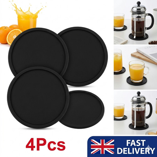 Black silicone coasters - 4x, non