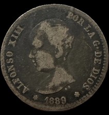 Spain 1 Peseta 1889 Alfonso