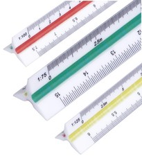 Triangular Scale Rule 30cm Ruler Measure & Case 1:20 1:50 1:100 1:125 Architects