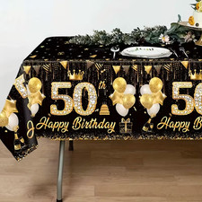 Disposable black gold 50th - black,