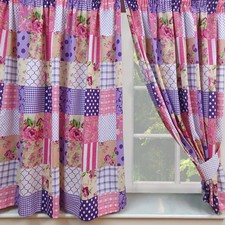 Patchwork Berry Curtains 66" x