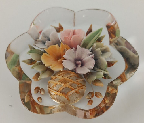 Lucite brooch reverse carved - brooch,