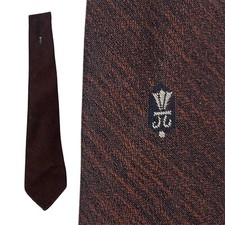 VINTAGE 1940s Pi Symbol Tie Mats Mathematical Skinny Necktie Brown 40s Trevira