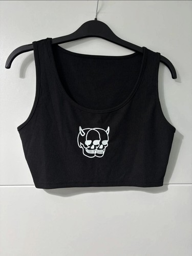 Ladies cropped skull - skull, top