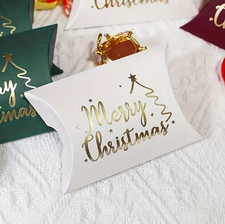 Merry Christmas Pillow Xmas Party Paper Favour Candy Sweets Gift Box White UK