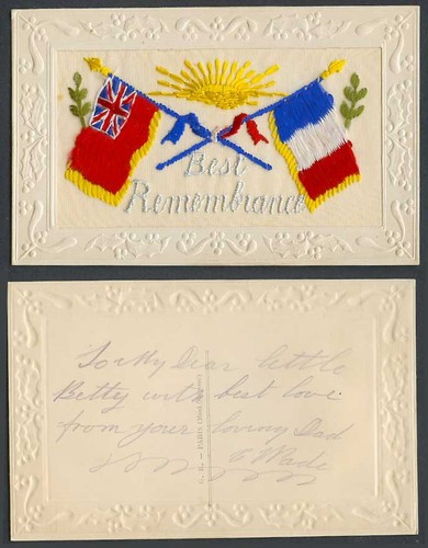 Ww1 silk embroidered old - embroidered,