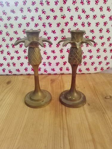 Pair pineapple brass - of, candle