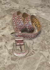 Western Denim Shiny Rivet Design Original Rhinestone Decorative Belt Size 120cm