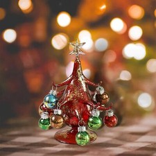 Glass Christmas Tree Ornament Sculpture for Tabletop Party Collectible Home