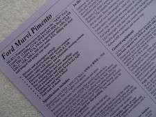 FORD MURVI PIMENTO Motorcaravan Price List Specification Brochure 2016. TRANSIT